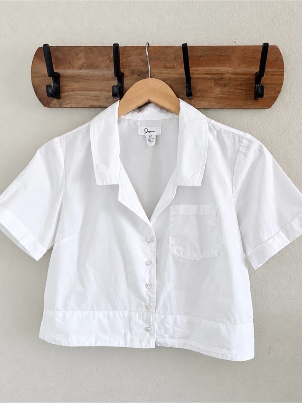 Japna White Cropped Cotton Button
Up Shirt Women's Size M